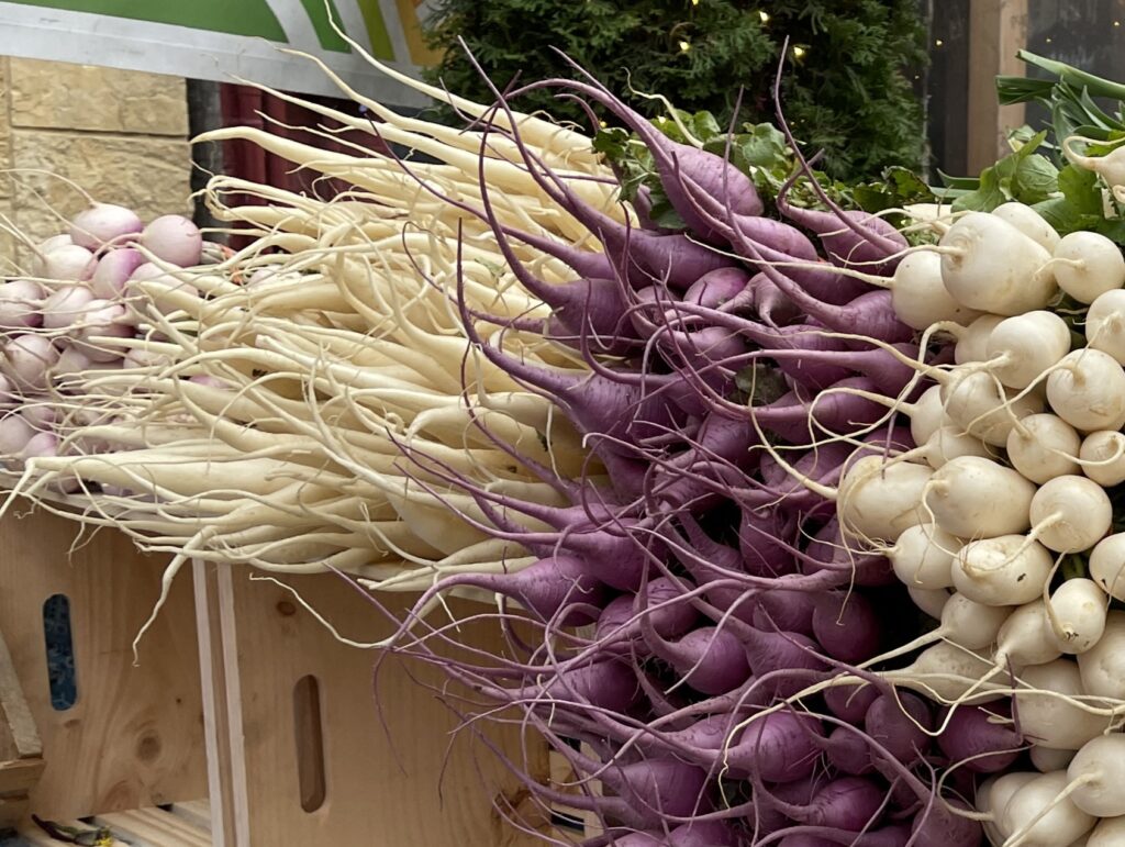 西雅圖的農民市集（Ballard Farmers Market），各式各樣的蘿蔔（radish）。